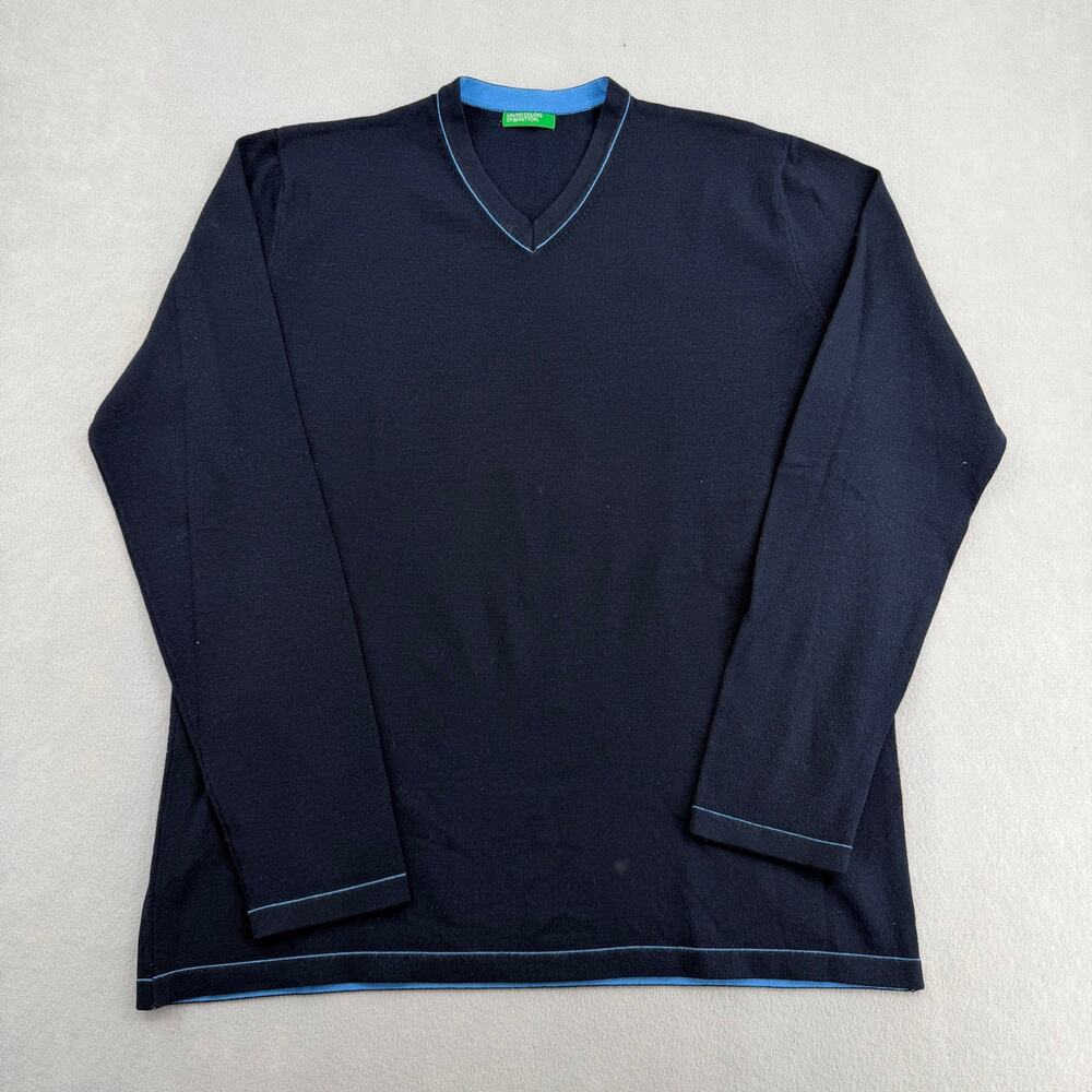 United Colors of Benetton Navy Blue V-Neck Sweater